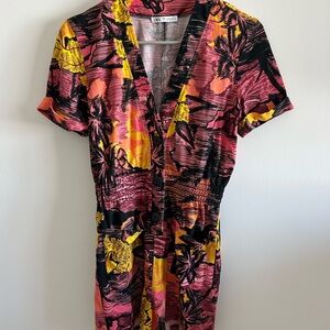 ZARA - Vibrant Hawaiian Button-Up Romper